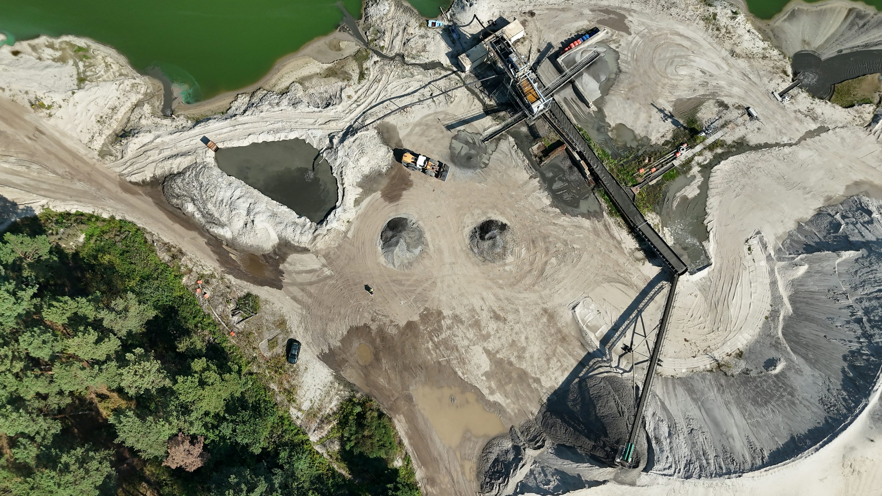 Aerial quarry illustrating resource extraction operations