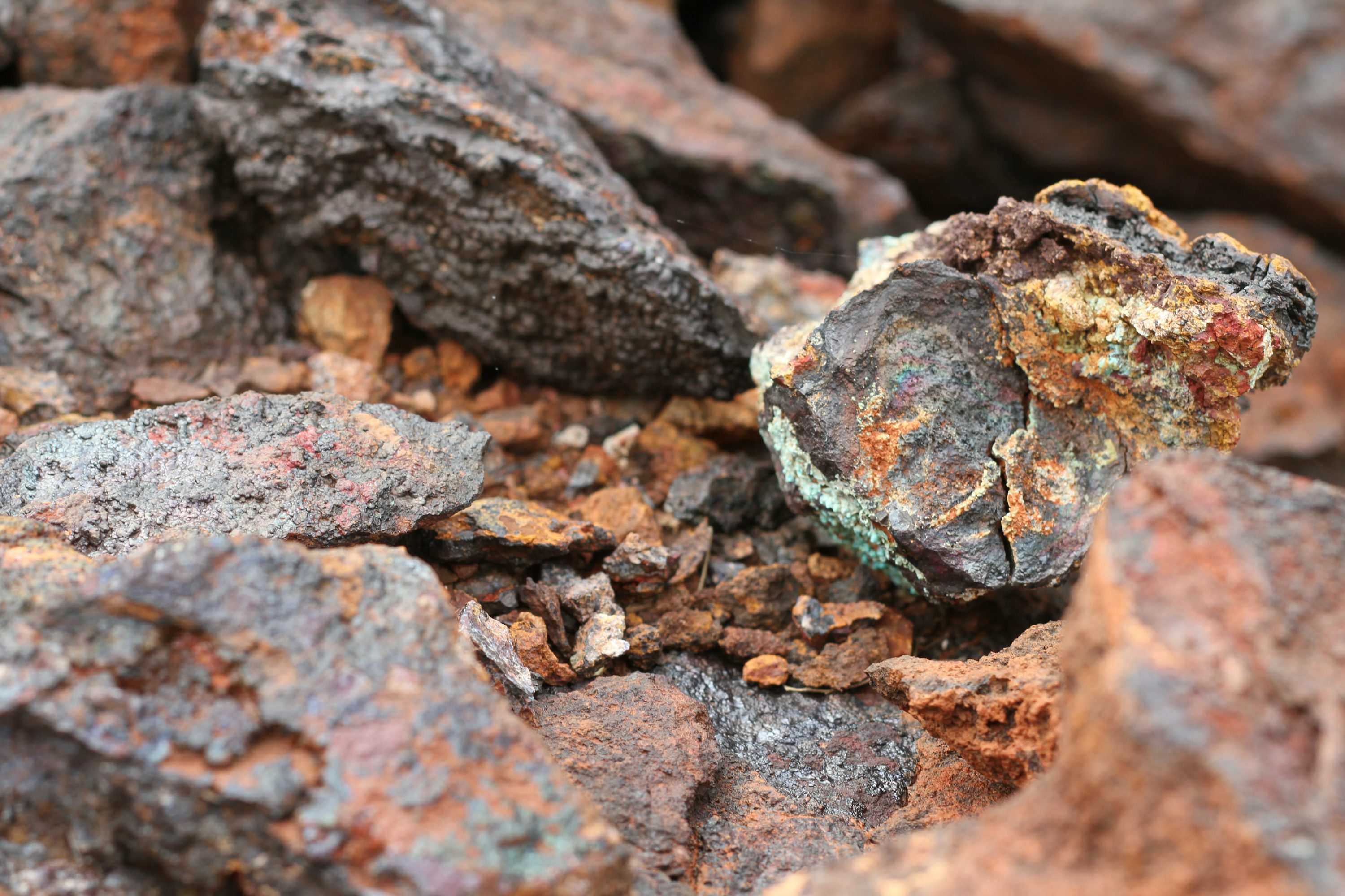 Close view of mineral ore prepared for sourcing and trade