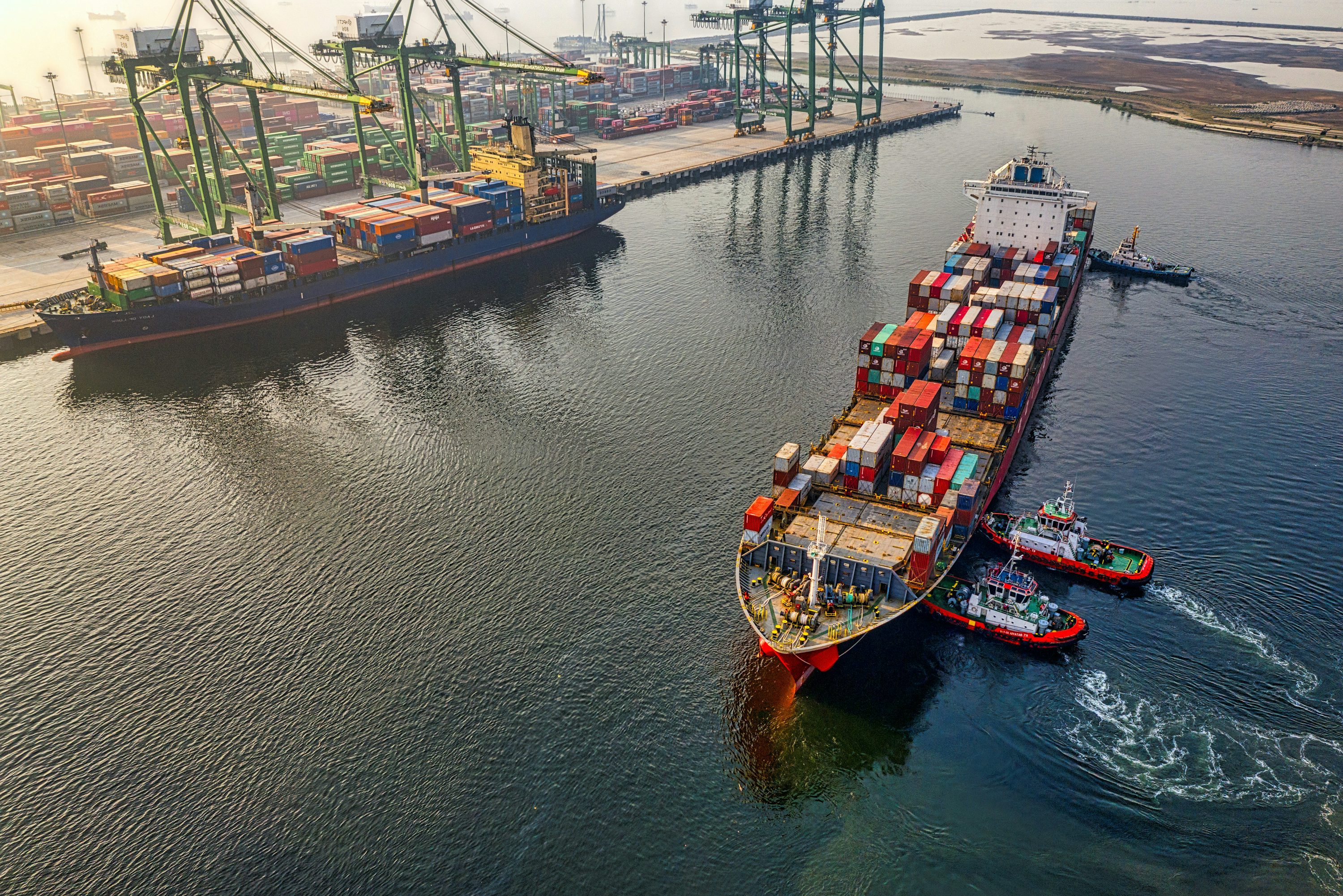 Container port illustrating coordinated international supply chains
